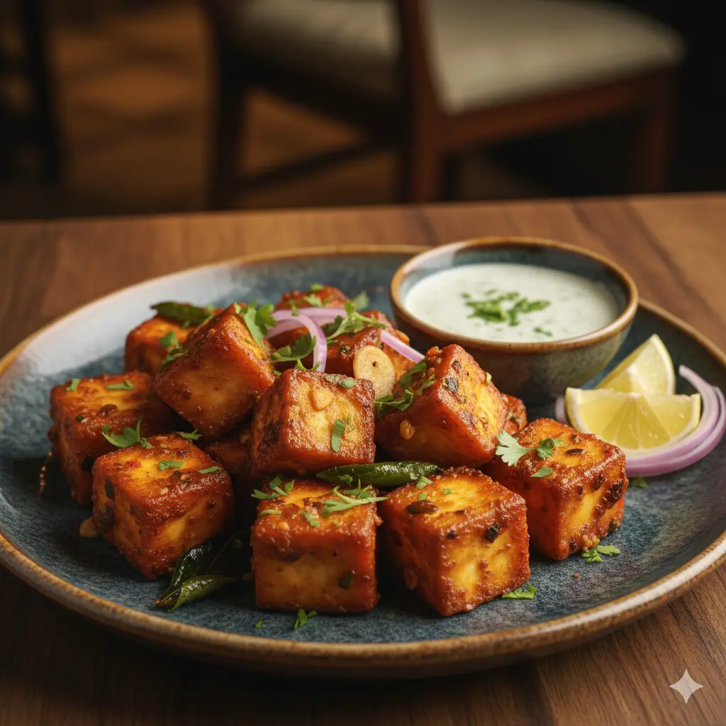 Paneer 65 - spicy fried appetizer at The Virsa Mahal in downtown Edmonton, AB